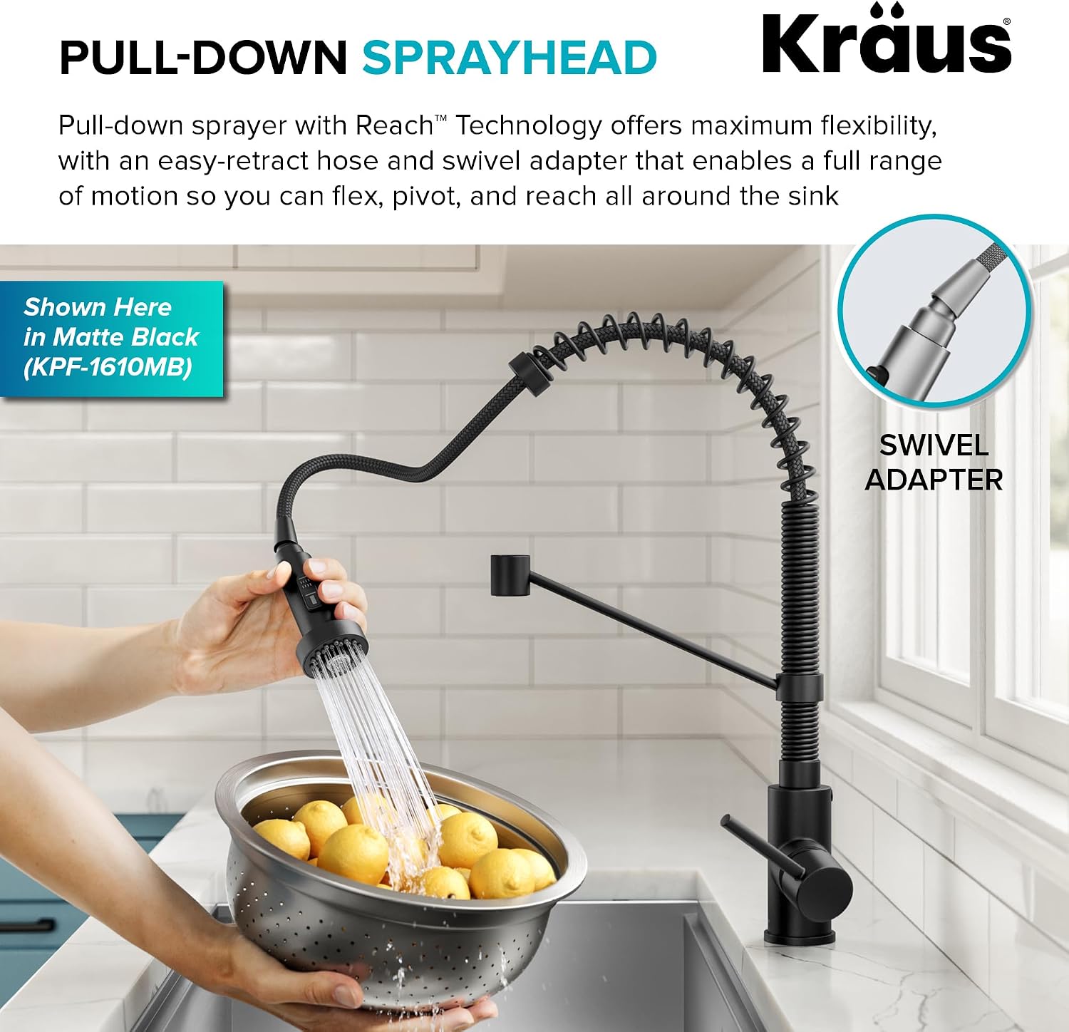 KRAUS Bolden Commercial Style 2-Function Single Handle Pull Down Kitchen Faucet in Spot-Free Stainless Steel, KPF-1610SFS