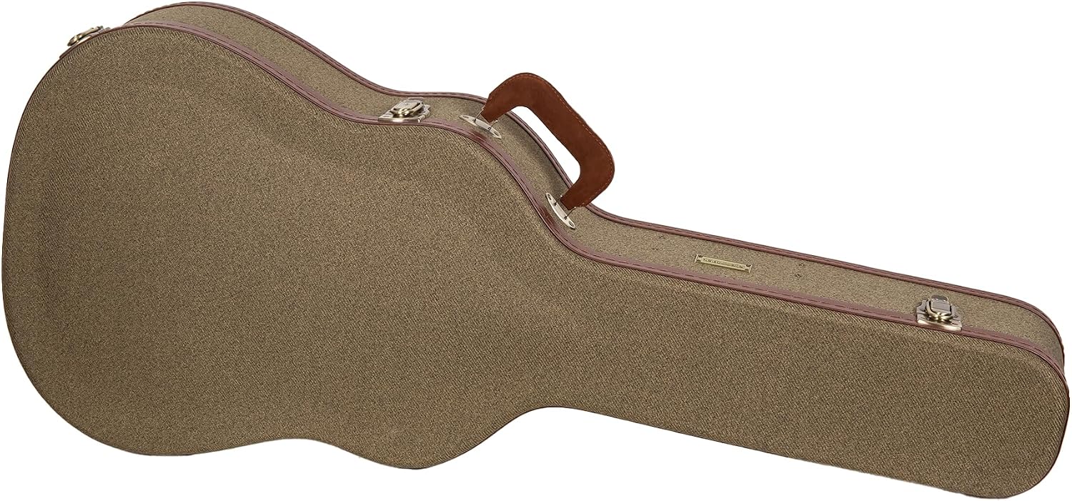 Crossrock Master Series Acoustic Guitar Case for Martin D-28 / Grand Auditorium | Olive Green Eco Tweed Fabric, Re-Engineered Shell, Leather Handle & Forest Green Velvet Interior(CRW720D28OG)