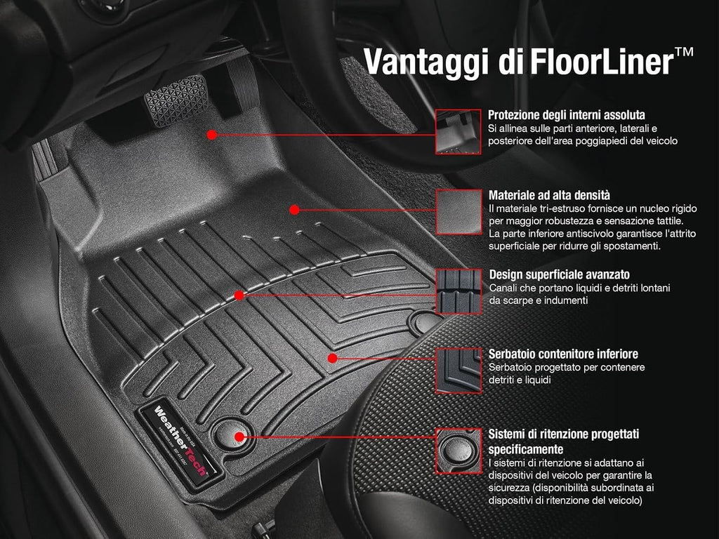 WeatherTech Custom Fit FloorLiners for Dodge Grand Caravan, Grand Caravan, Town & Country Van - Full Set (444211-441414), Black