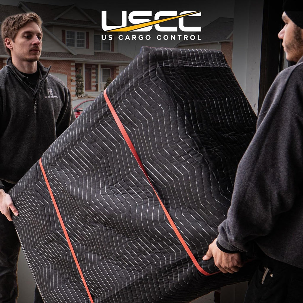 US Cargo Control Moving Blankets Heavy Duty 72'x80' 216-Pack (65 lbs/doz), Padded Furniture Blankets for Moving, Shipping, and Storage, Durable Quilted Furniture Pads, Tough Black Polyester