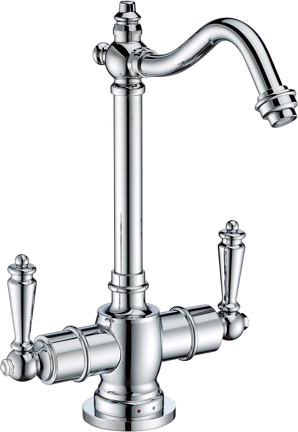 Whitehaus Collection WHFH-HC1006-C Forever Point of Use Instant Cold Faucet with Traditional Spout and Self Closing Hot Water Handle, Polished Chrome