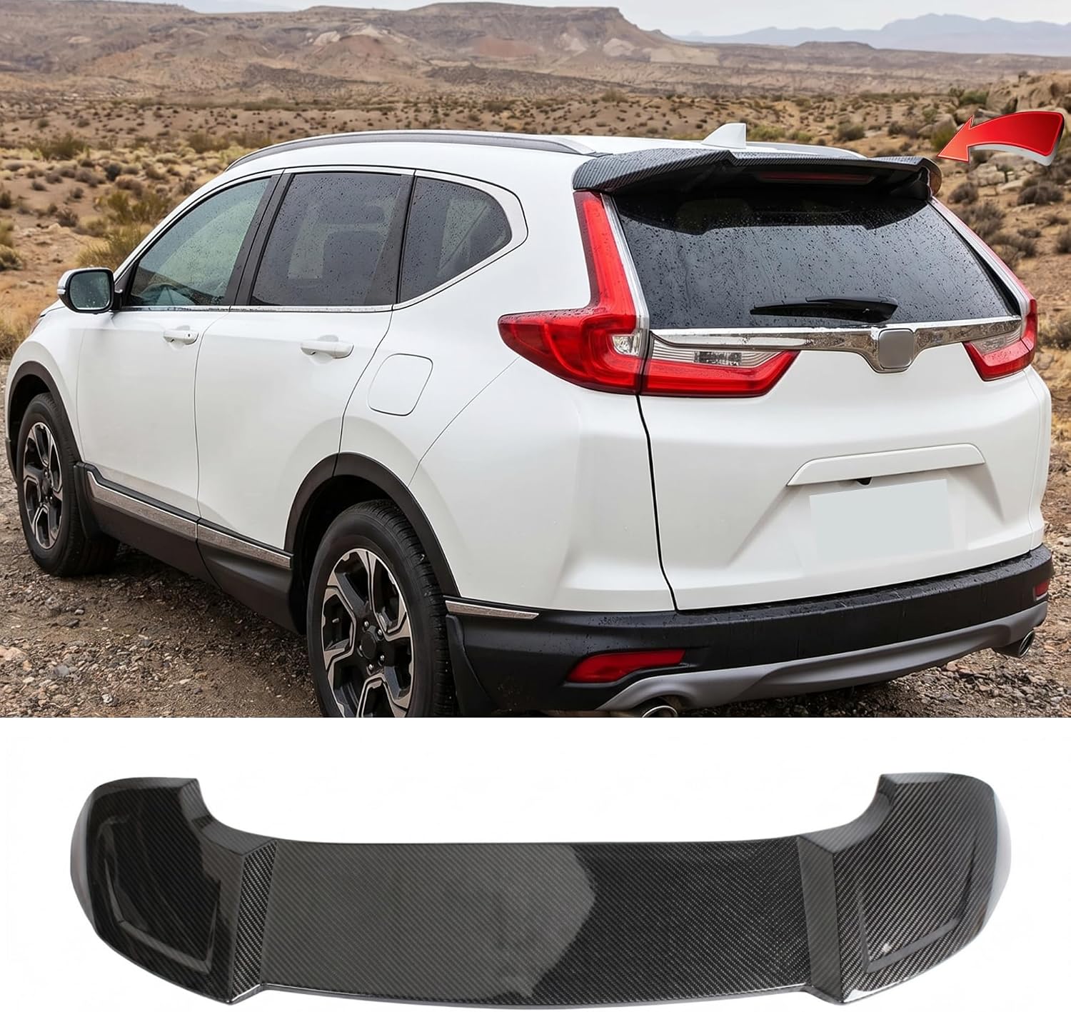 MUTUSAISI Rear Spoiler Roof Wing Fit for Honda CRV/CR-V 2017-2022 EX/EX-L/LX/Touring Top Wing Lip Exterior Accessories (Carbon Fiber Look)