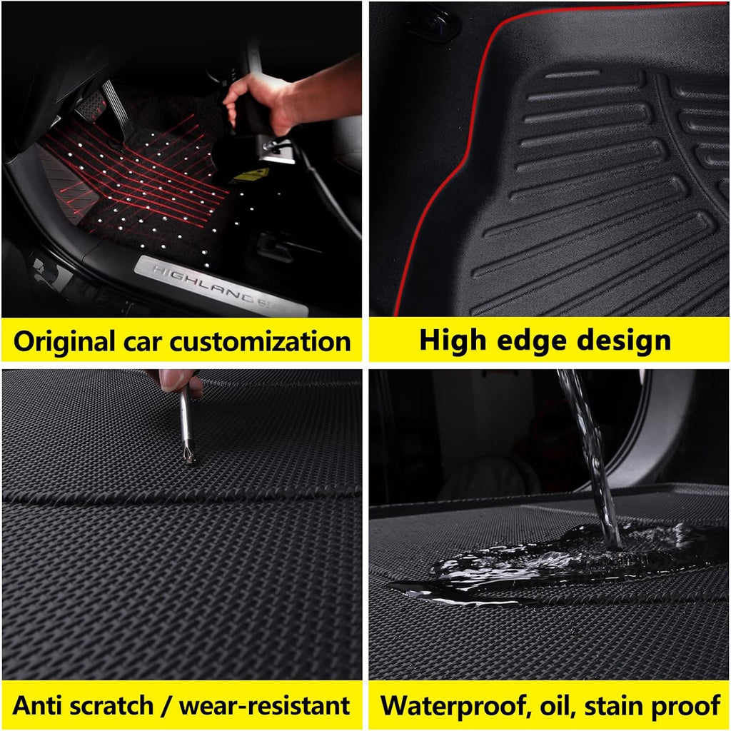 All-Weather TPE Floor Mats for 2016-2020 Kia Sorento, 3 Row Custom Fit Floor Liners，Cargo Liner with Seat Back Protection, Heavy Duty Non-Slip, Trunk Mat Set