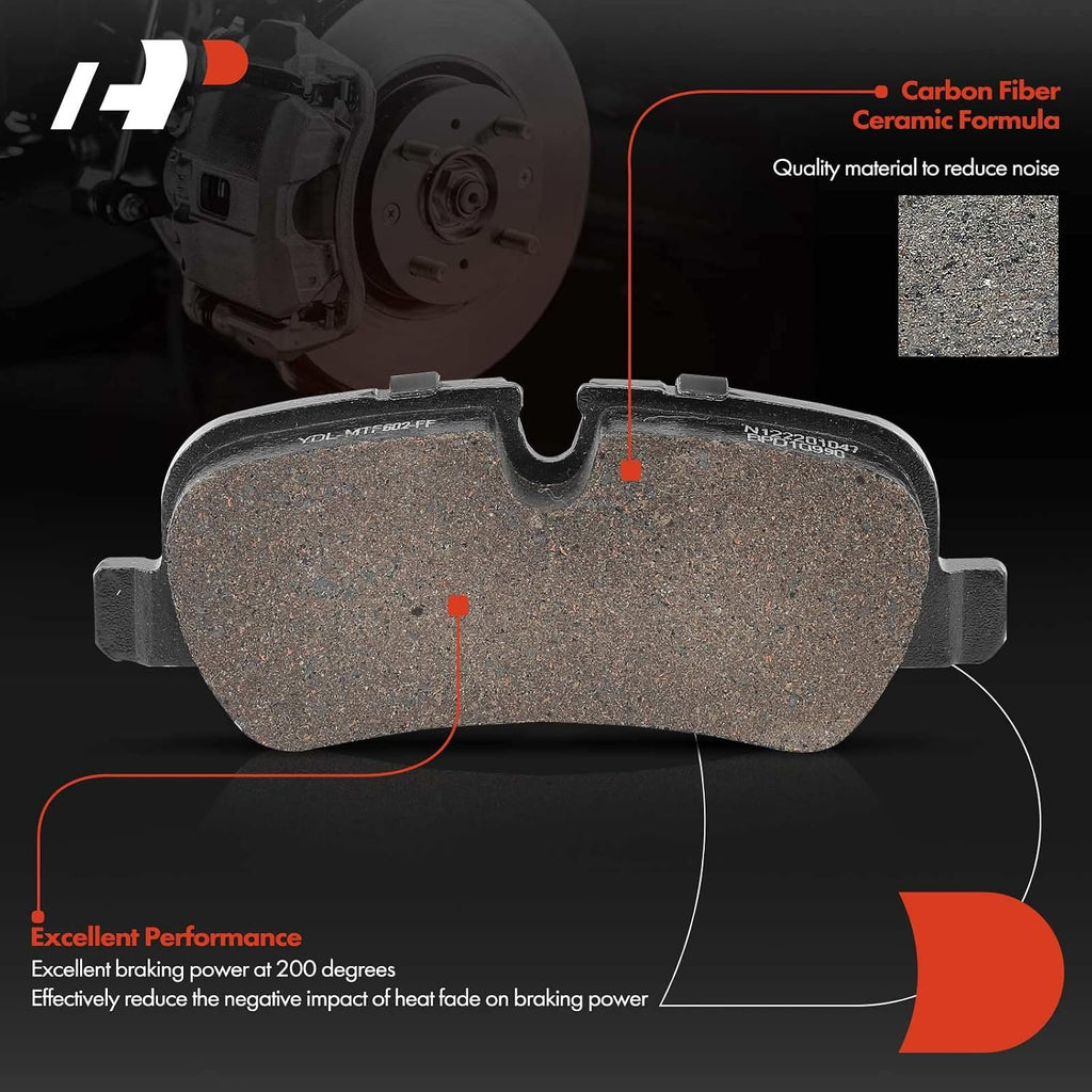 A-Premium 13.78 inch (350mm) Rear Vented Disc Brake Rotors + Ceramic Pads Kit Compatible with Select Land Rover Model - Range Rover Sport 2006-2013, LR4 2010-2016, LR3 2005-2009, 3.0L 4.0L, 6-PC Set