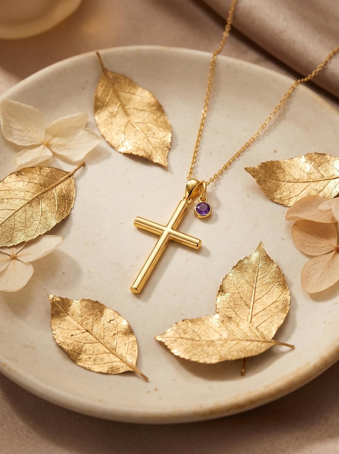 18K Gold Cross Pendant for Women Gold Cross Necklace 18K Gold Jewelry Religious Gift