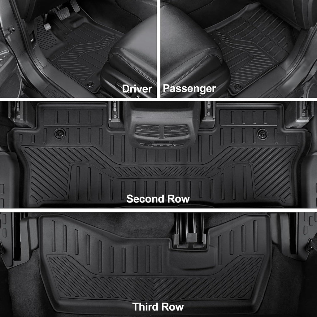 Floor Mats for 2016-2022 Honda Pilot 8 Passengers (No Elite Models), Cargo Mat with Backrest Mat All Weather Protection TPE Car Liner for Honda Pilot Door Sill Guards Accessories