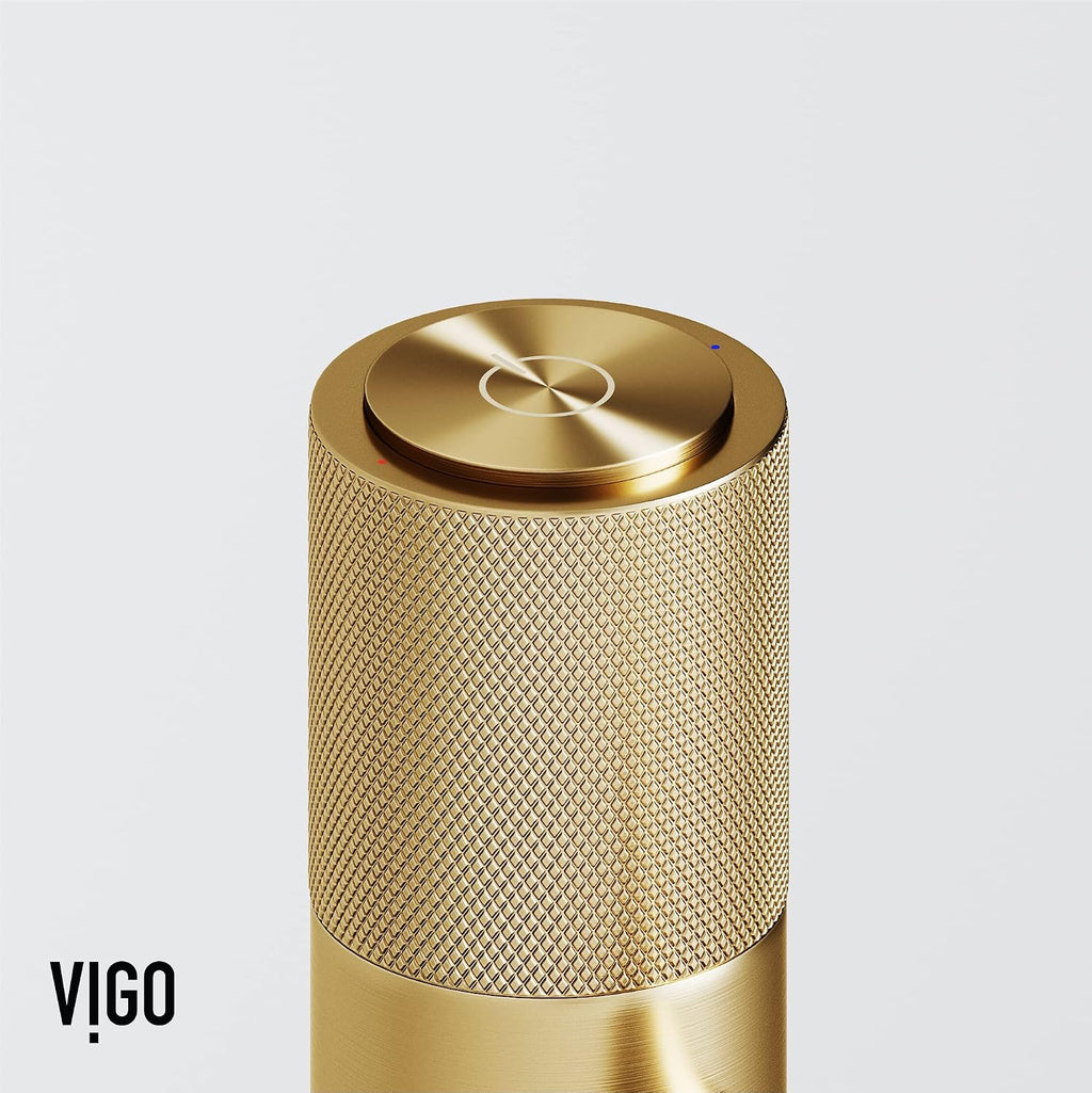 VIGO Apollo Single-Handle Single-Hole Mount Bathroom Sink Faucet, 8-Inch, Matte Brushed Gold, Modern Design, Solid Brass, 1.2 GPM WaterSense & Ceramic Disc Valve, Corrosion-Resistant