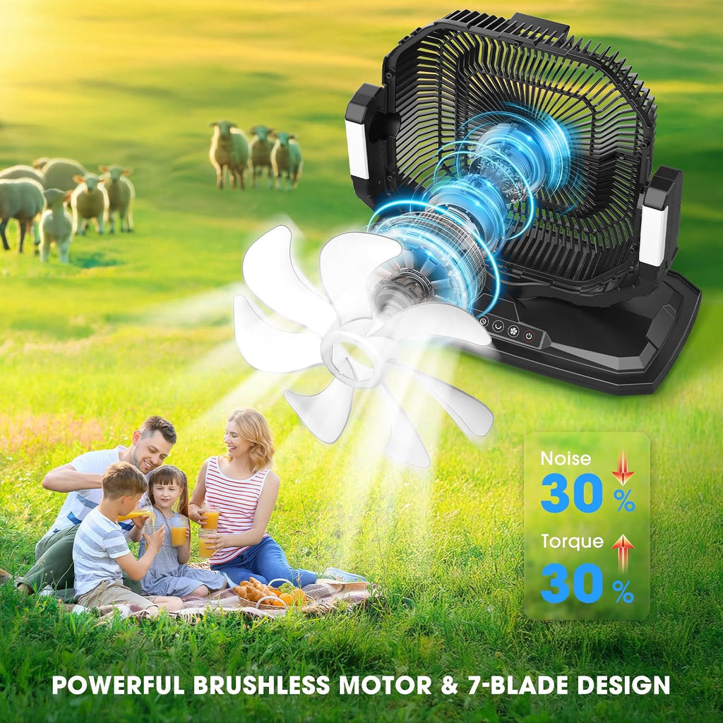 Ausic 5 Gal 12' Portable Misting Fan for Outside Patios, 30000mAh Outdoor Rechargeable Battery Oscillating Fan with Remote, Cooling Dugout Water Fan with Caster/LED Light/Timer, Camping Essential