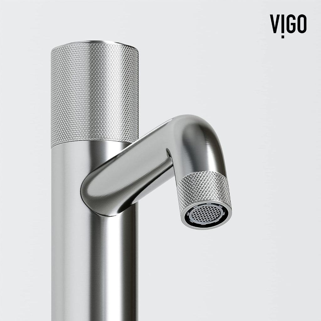 VIGO Apollo Single-Handle Single-Hole Mount Vessel Bathroom Sink Faucet, 12-Inch, Brushed Nickel, Modern Design, Solid Brass, 1.2 GPM WaterSense & Ceramic Disc Valve, Corrosion-Resistant