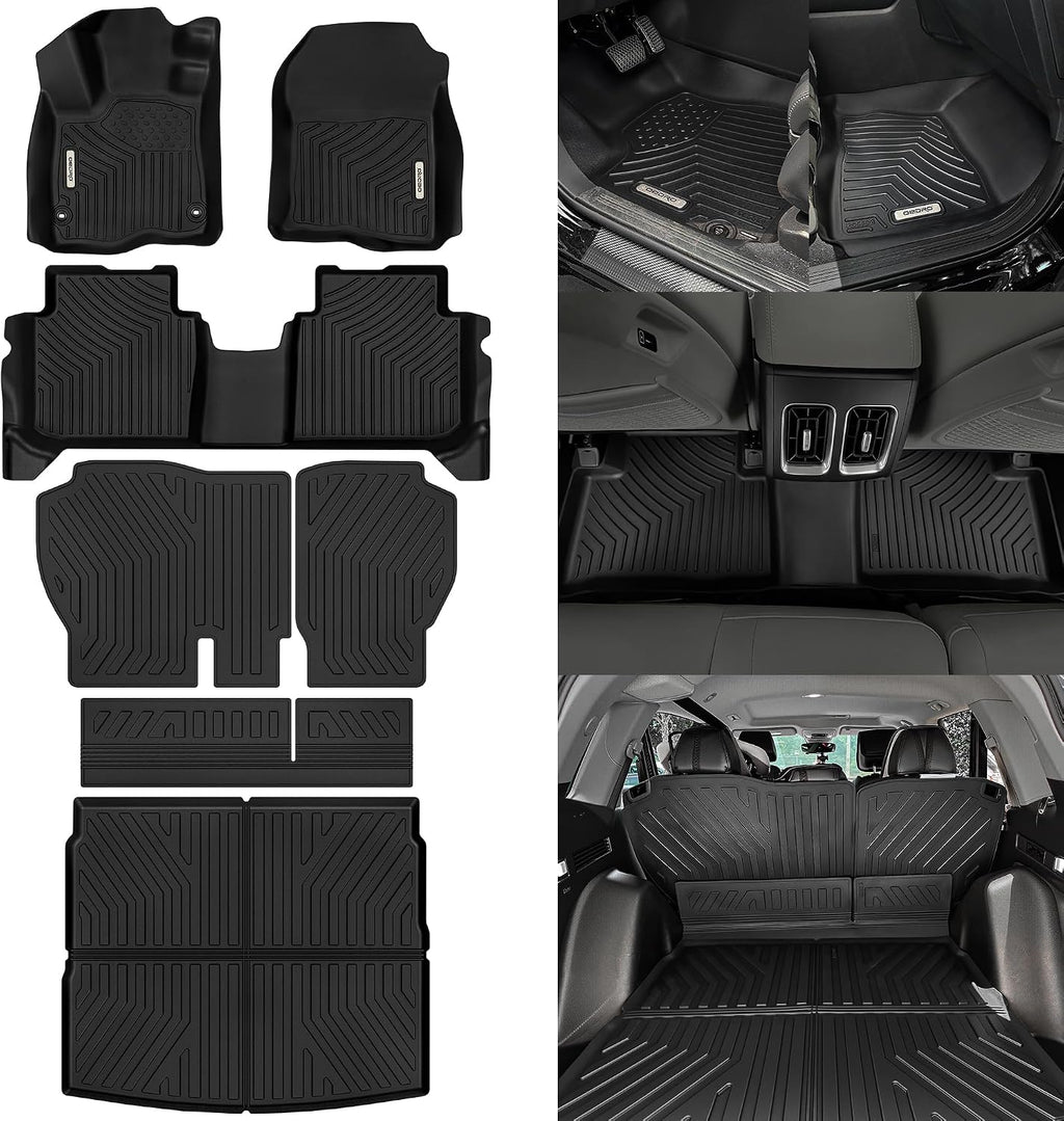 OEDRO Floor Mats Cargo Liner Set Fit for Honda CRV 2023 2024 2025 2026 All Models (Gasoline & Hybrid), Custom Fit All Weather Floor Liners & Trunk Mat TPE Rubber Liners CRV Accessories