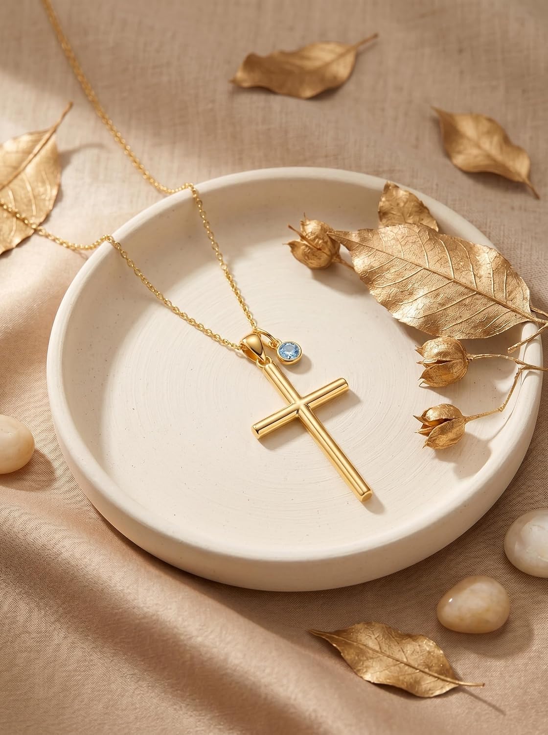 18K Gold Cross Pendant for Women Gold Cross Necklace 18K Gold Jewelry Religious Gift