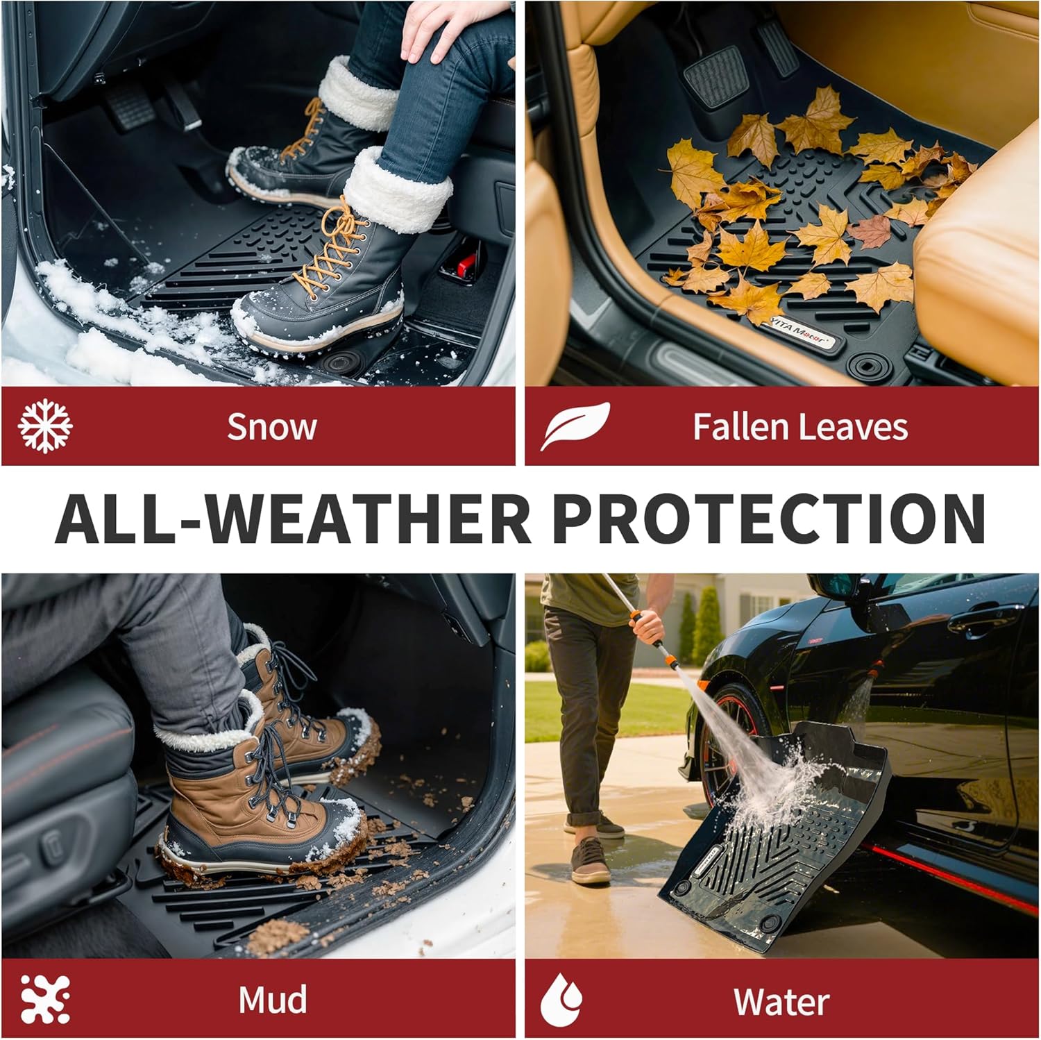 YITAMOTOR Floor Mats Fit for 2018-2025 Ford Expedition/Expedition Max (Only for 8 Passenger) with 2nd Row Bench Seat, All-Weather Custom Front 1st & 2nd 3rd Black Floor Liner Set