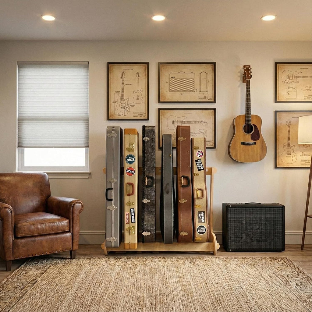 A&S Crafted Products Multi Guitar Case Rack for Acoustics & Electrics - The VersaRack | Home or Studio Storage | Made in U.S.A.