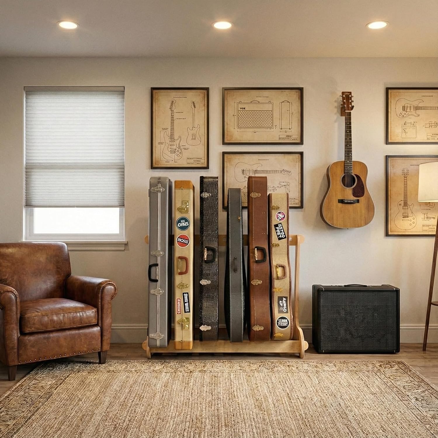 A&S Crafted Products Multi Guitar Case Rack for Acoustics & Electrics - The VersaRack | Home or Studio Storage | Made in U.S.A.
