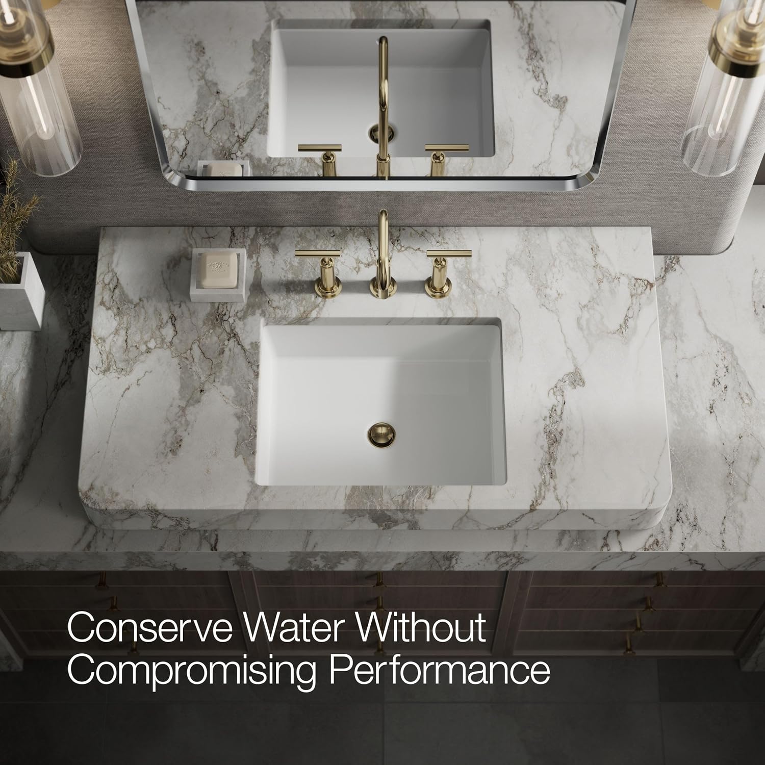 KOHLER K-14408-4-AF Purist® Widespread Bathroom Sink Faucet, 3-Hole, Widespread High Lever Handles and High Gooseneck Spout, 1.2 GPM, Vibrant French Gold