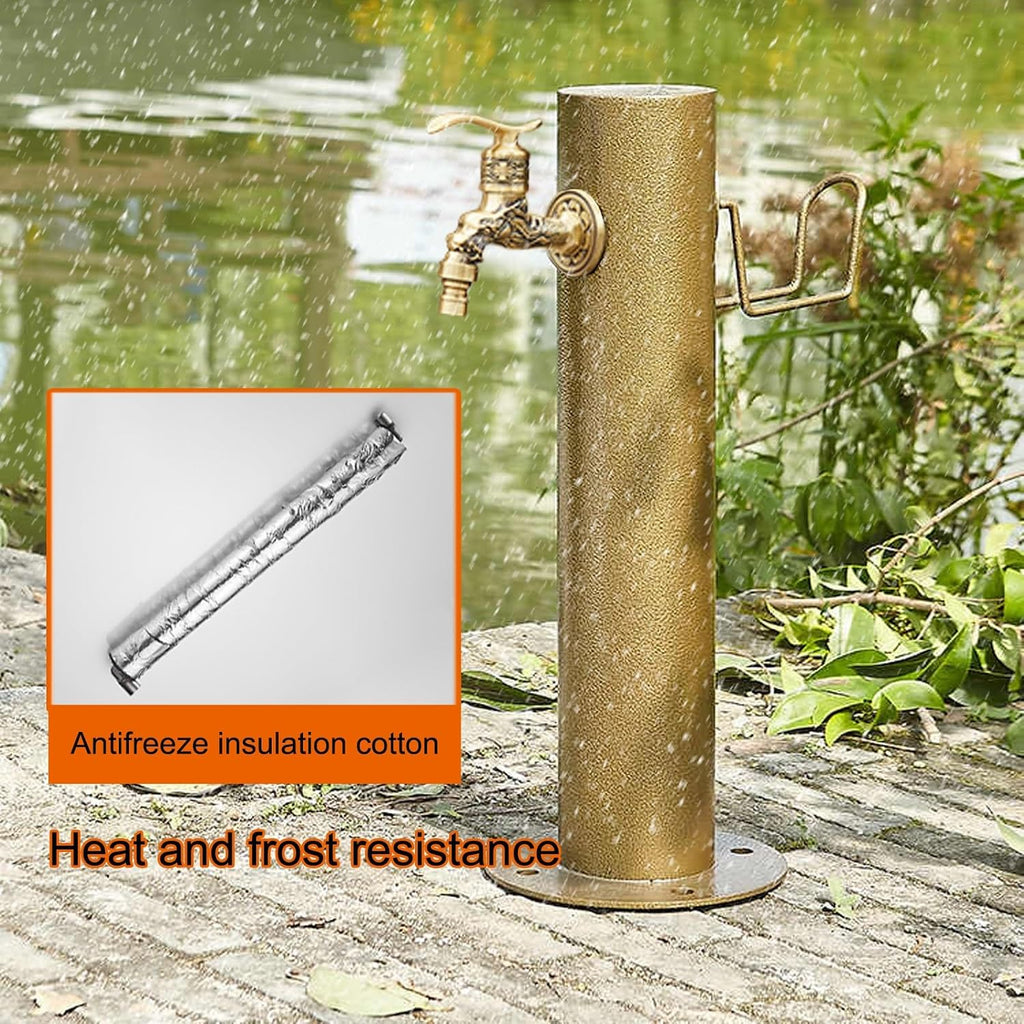 Garden Water Column Outdoor Post Faucet 304 Stainless Steel Cylindrical Vertical Water Dispenser Hydrant Water Feature Fountain Courtyard Post