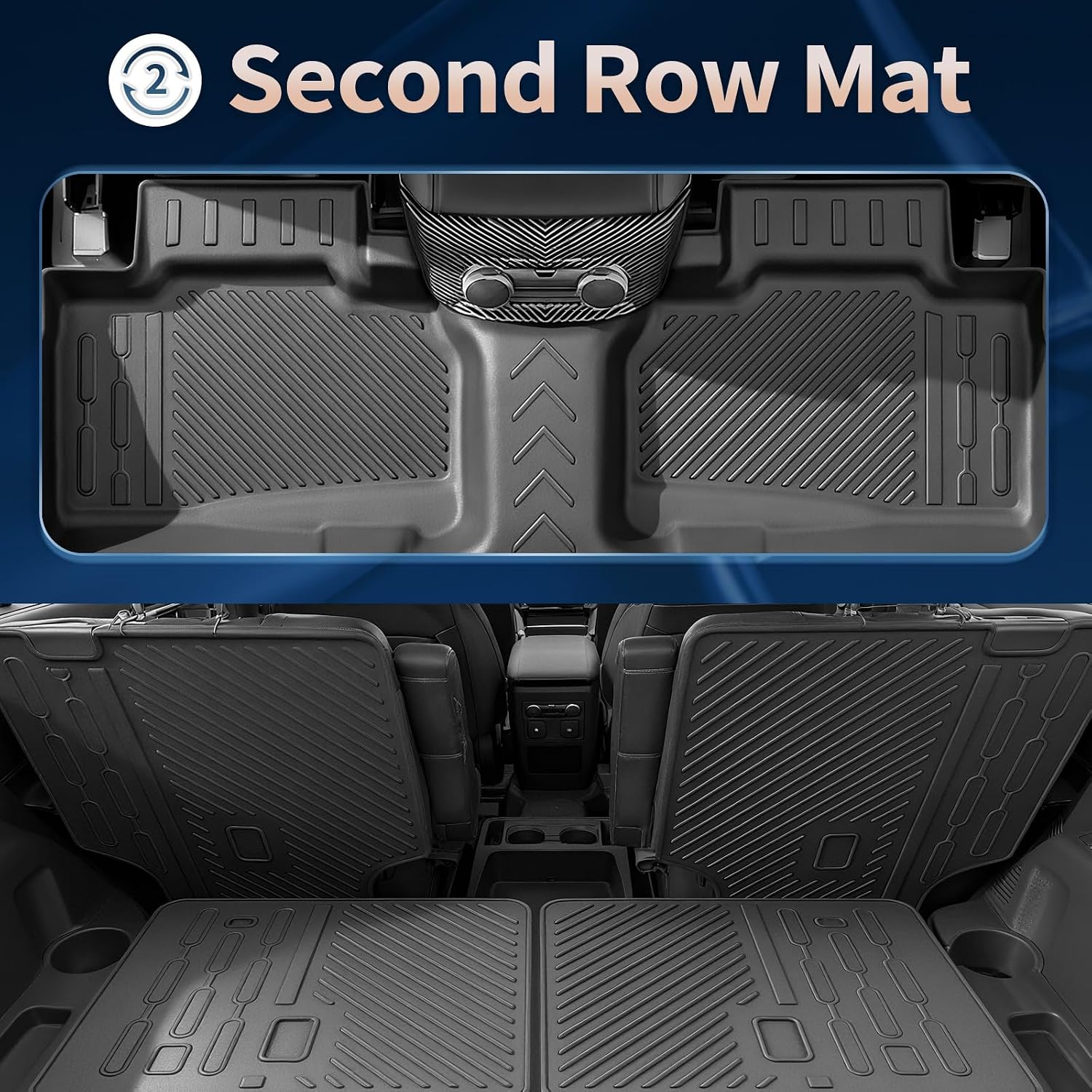 Floor Mats for 2020-2025 2026 Ford Explorer 6-Seat Captain Chairs All Weather TPE Cargo Mat with Backrest Mat for Ford Explorer Accessories 2025-2020 2026 Active/ST Line/ST/Platinum Black