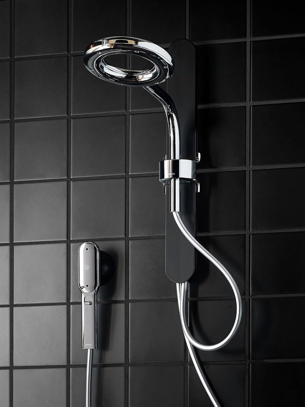Moen N207C0BLC Spa Shower including Rainshower, Handshower and Magnetic Dock, Matte Black/Chrome