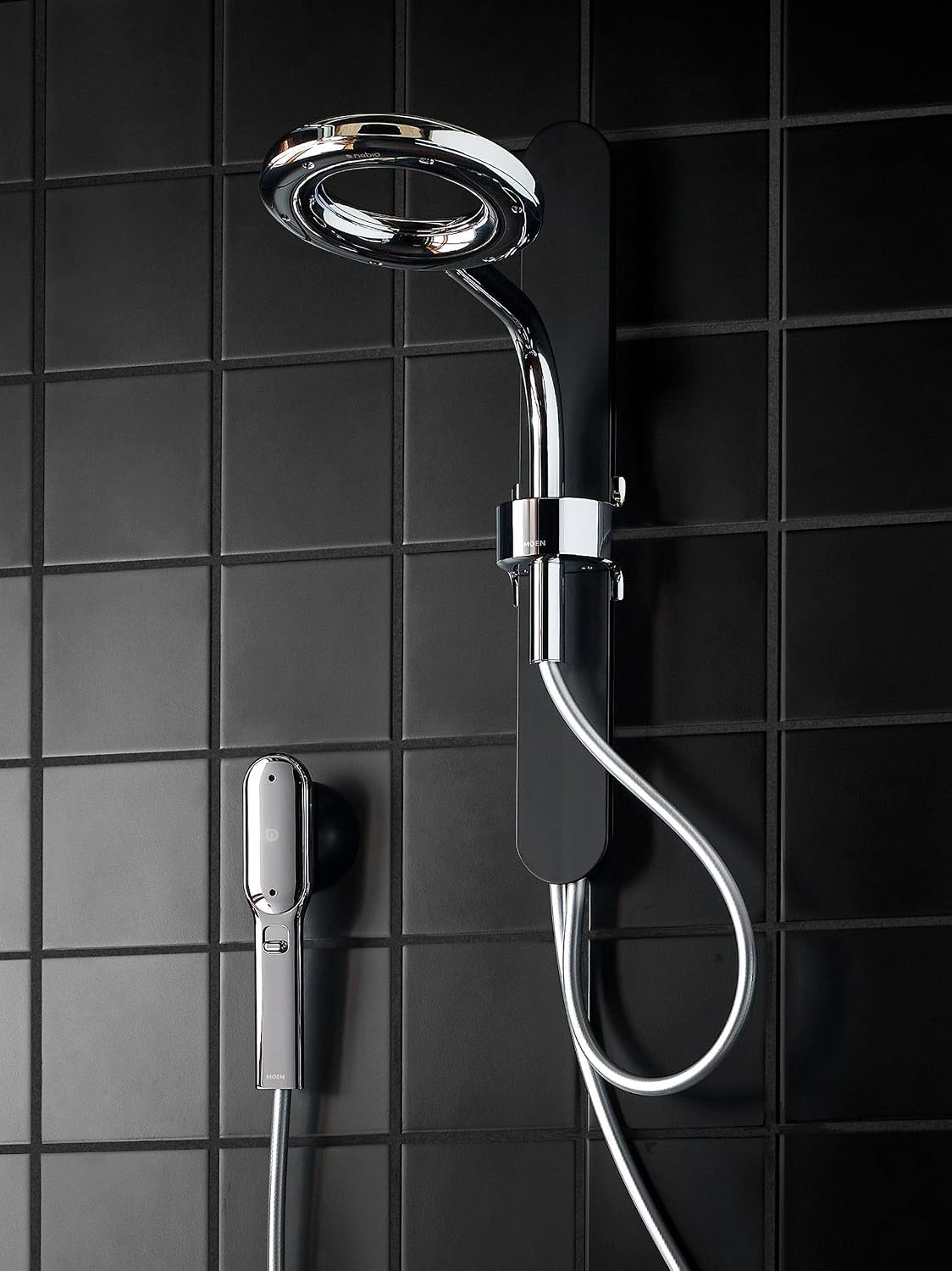 Moen N207C0BLC Spa Shower including Rainshower, Handshower and Magnetic Dock, Matte Black/Chrome