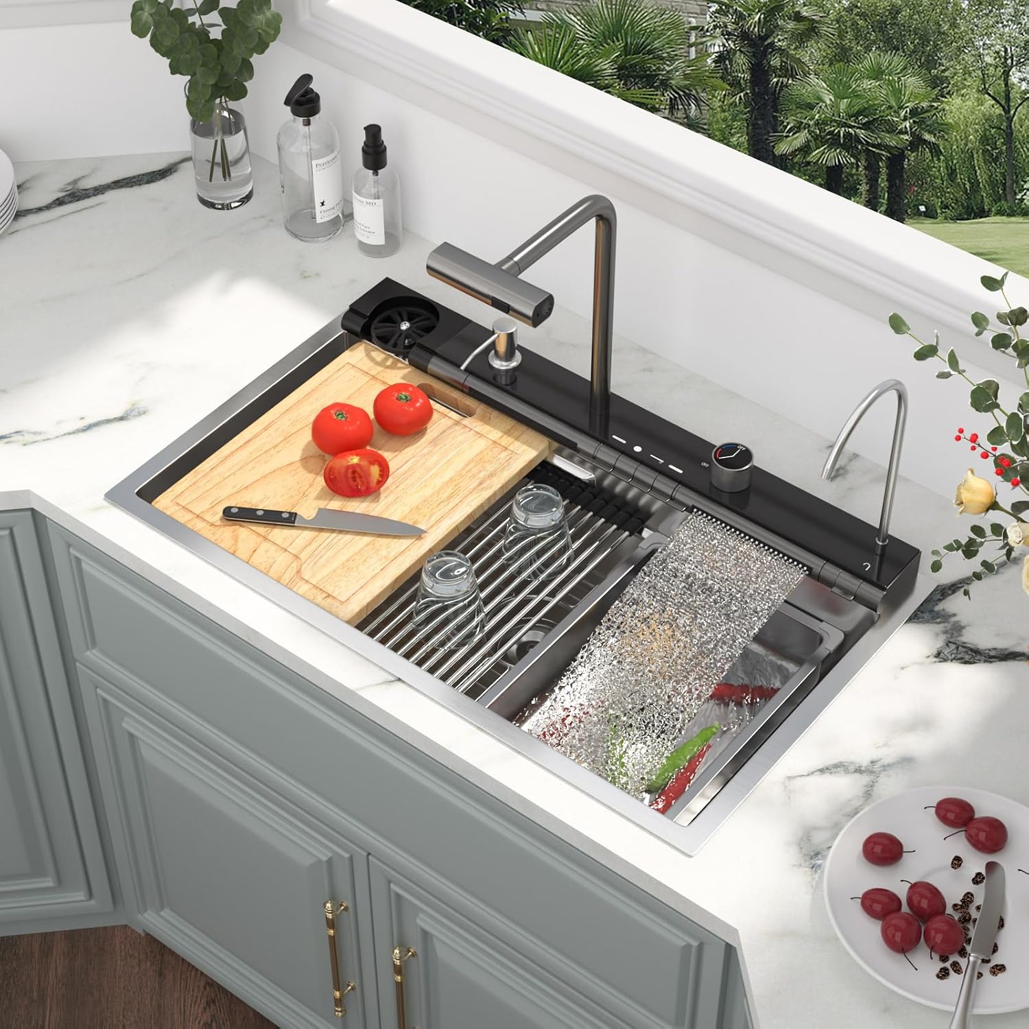 Kichae 30 Kitchen Sink Drop In - 30 x 19 Drop Sink Stainless Steel 16 Gauge Ledge Workstation Single Bowl Topmount Over Mount Kitchen Sink Handmade Basin