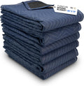 Large Moving Blanket 80' x 72', Blue/Black Color (Pack of 6) - Heavy-Duty Furniture Pad for Moving & Wrapping - Thick Packing Blanket for Furniture Protection - Padded Mover Cover by IDL Packaging