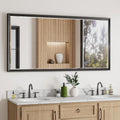 48 x 24 Black Framed Mirror for Bathroom, Beveled Black Bathroom Vanity Mirror Anti-Rust, Shatterproof Matte Black Rectangle Metal Frame Mirror, Vertical/Horizontal Large Wall-Mounted Mirrors