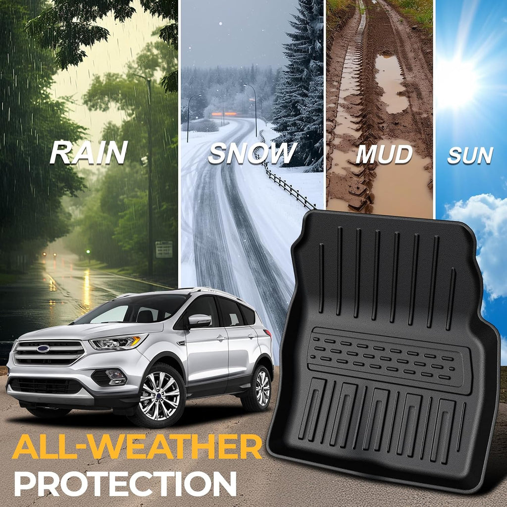 Floor Mats for Ford Escape 2013-2019, All Weather Floor Mats Trunk Cargo Liner with Backrest Protectors and Door Sill Guards Accessories, Full Coverage Set