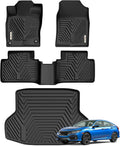 YITAMOTOR Floor Mats & Cargo Mats Fit for 2016-2021 Honda Civic Sedan (Not for Hatchback/Coupe), TPE All Weather Floor Liner for Honda Civic, 1st & 2nd Rows, Black