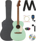 Fender California Standard Monterey E Acoustic-Electric Guitar - Surf Green Bundle with Case, Tuner, Strap, Strings, String Winder, Picks, and Austin Bazaar Instructional DVD