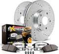 PowerStop Rear Brake Kit For Jeep Cherokee 2014-23 - Truck & Tow Carbon Fiber Ceramic Brake Pads + Drilled & Slotted Rotors Upgrade, K6542-36