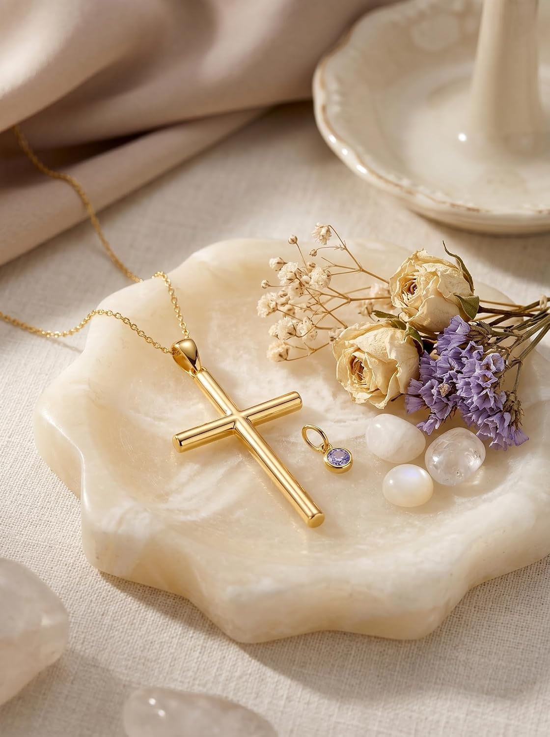 18K Gold Cross Pendant for Women Gold Cross Necklace 18K Gold Jewelry Religious Gift