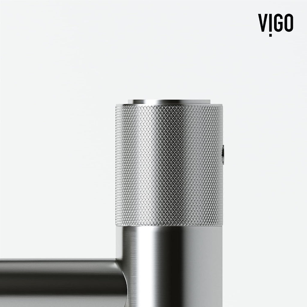 VIGO Apollo Single-Handle Single-Hole Mount Bathroom Sink Faucet, 8-Inch, Brushed Nickel, Modern Design, Solid Brass, 1.2 GPM WaterSense & Ceramic Disc Valve, Corrosion-Resistant
