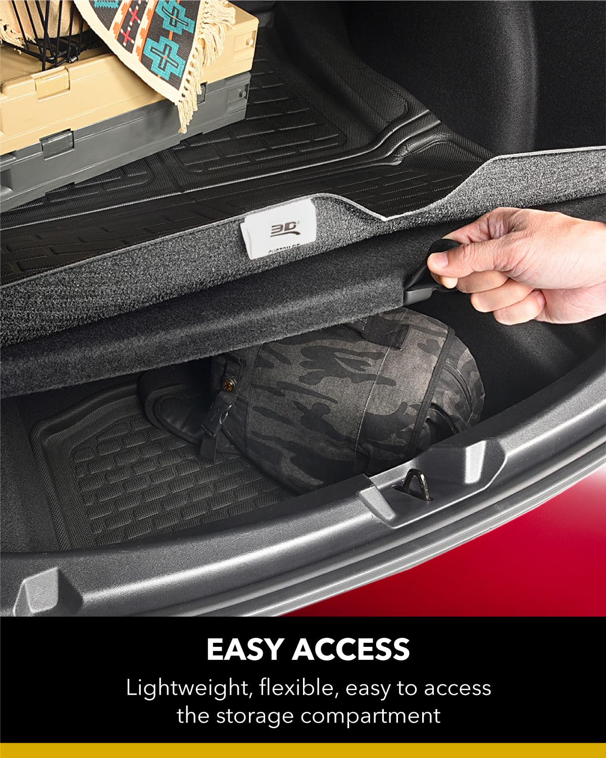 3D MAXpider Custom Fit Kagu Cargo Liner (Black) Compatible with Tesla Model X 6-Seat & 7-Seat 2016-2021 (w/o Center Console) - Cargo Liner (Fits Behind R2 ; R3 Seatbacks Must Be Folded Down)