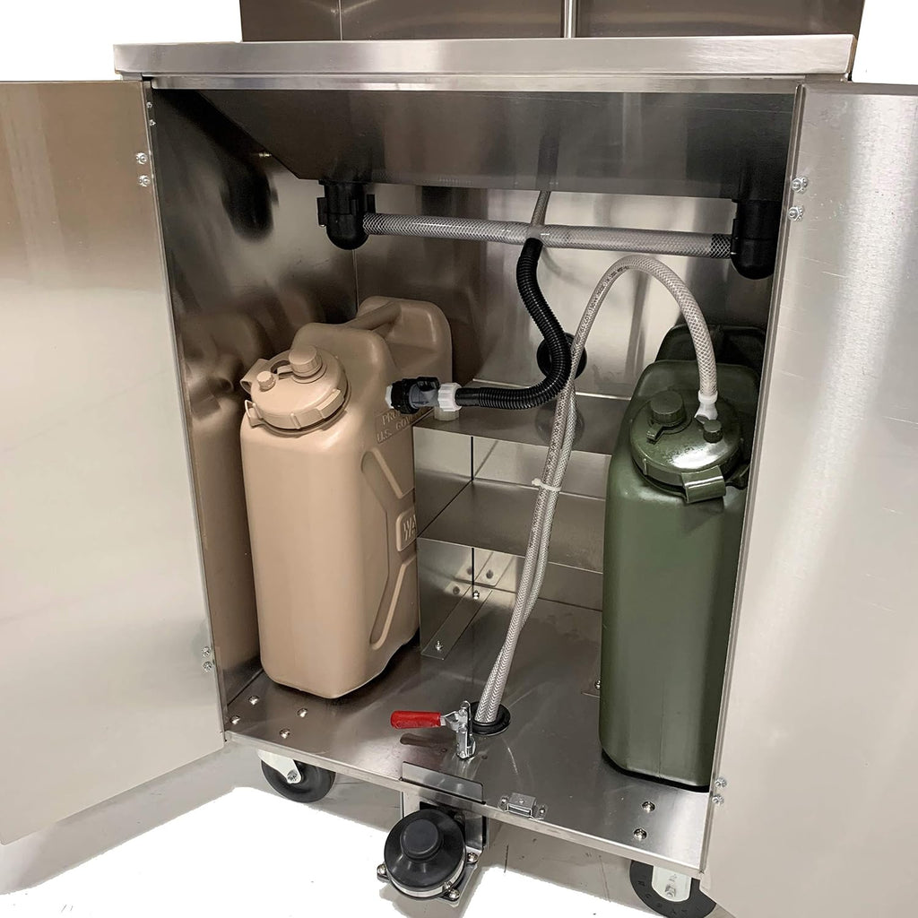 Pro Series Portable Handwashing Sink – All Stainless Steel, Indoor Outdoor, 5 Gallon (19L) Water Tanks, Wheels, Soap and Towel Dispensers, Gooseneck Faucet