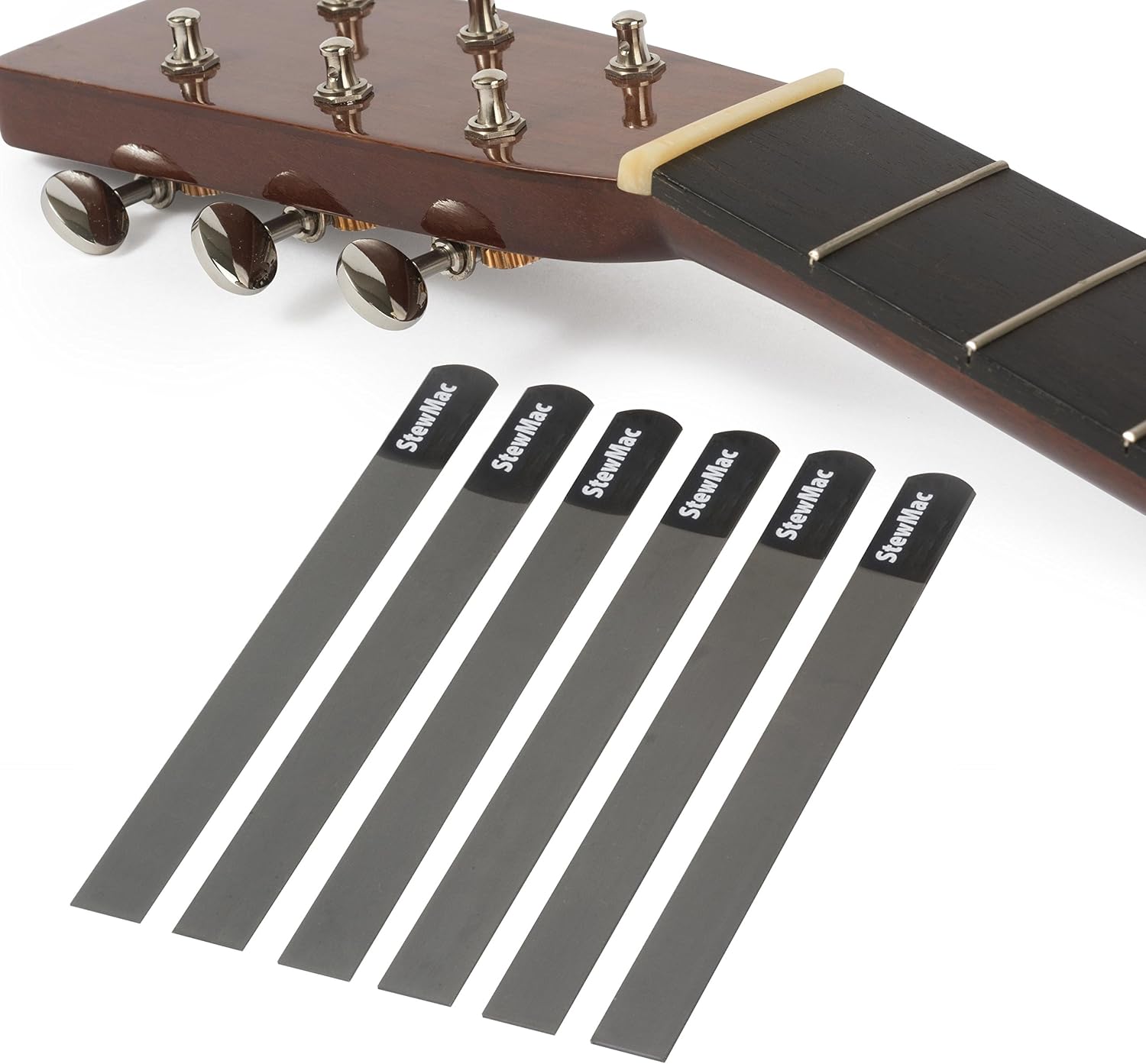 StewMac Gauged Nut Slotting File Set for Acoustic Guitar, for Medium/Heavy Strings - Set of 6 Pro Quality Guitar Nut Files
