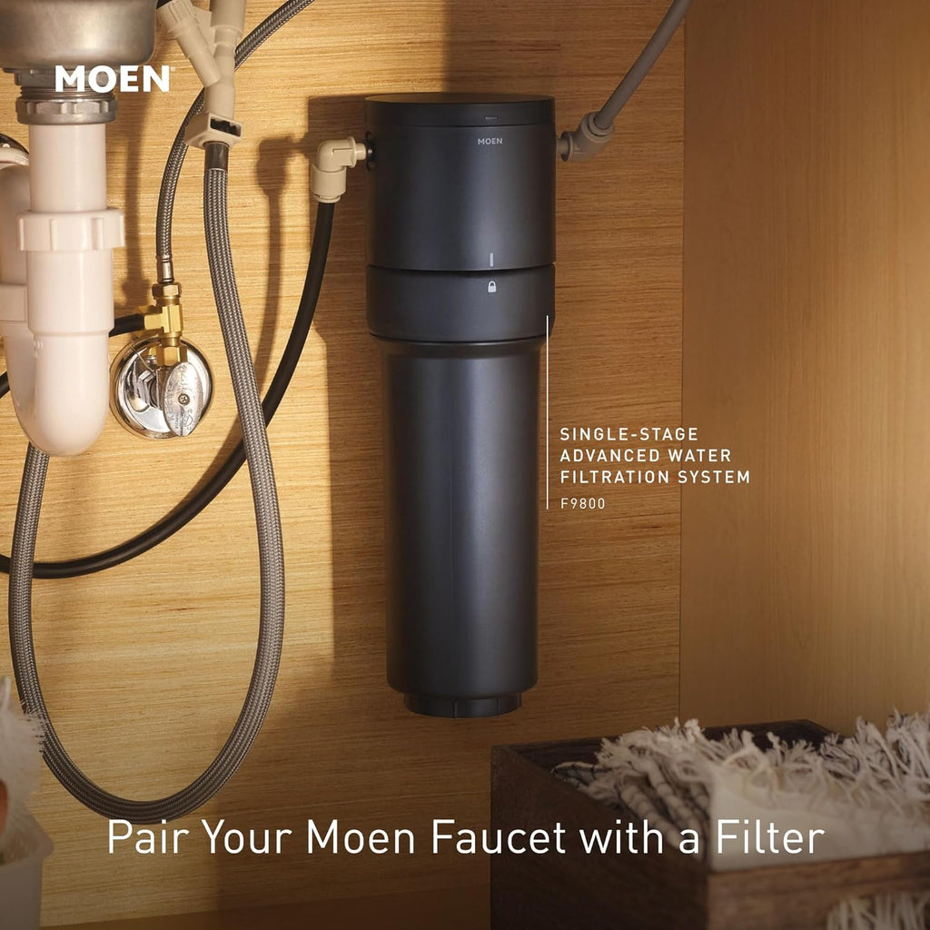 Moen Matte Black Kurv One-Handle High Arc Single Mount Cold Water Beverage Faucet with Optional Filtration System, S5560BL