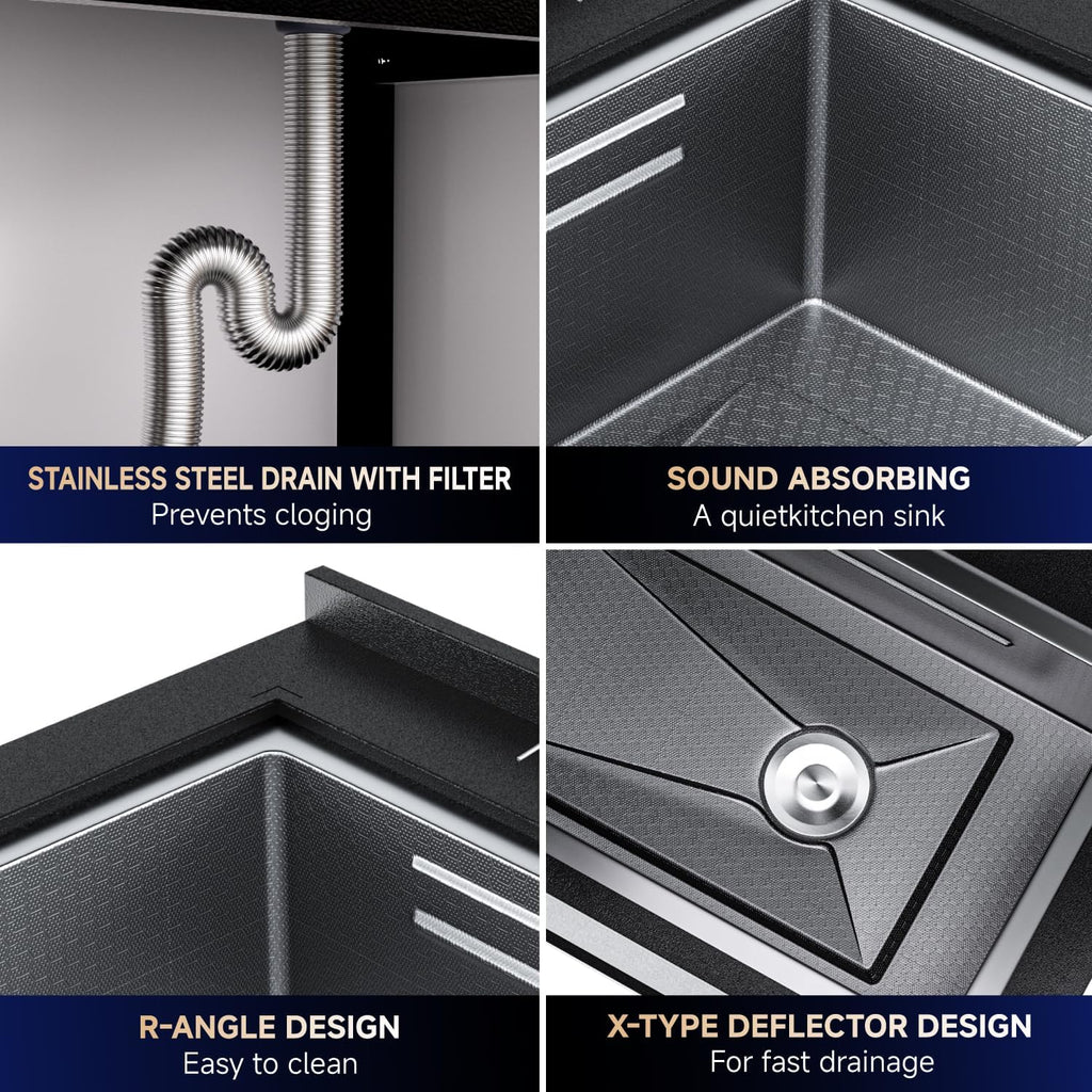 Stainless Steel Utility Sink,36' Freestanding Sink with Cold and Hot Water Faucet,Hoses and Drain Kit Commercial Kitchen Single Bowl,Laundry Sink for Kitchens,Laundry Room, Garage