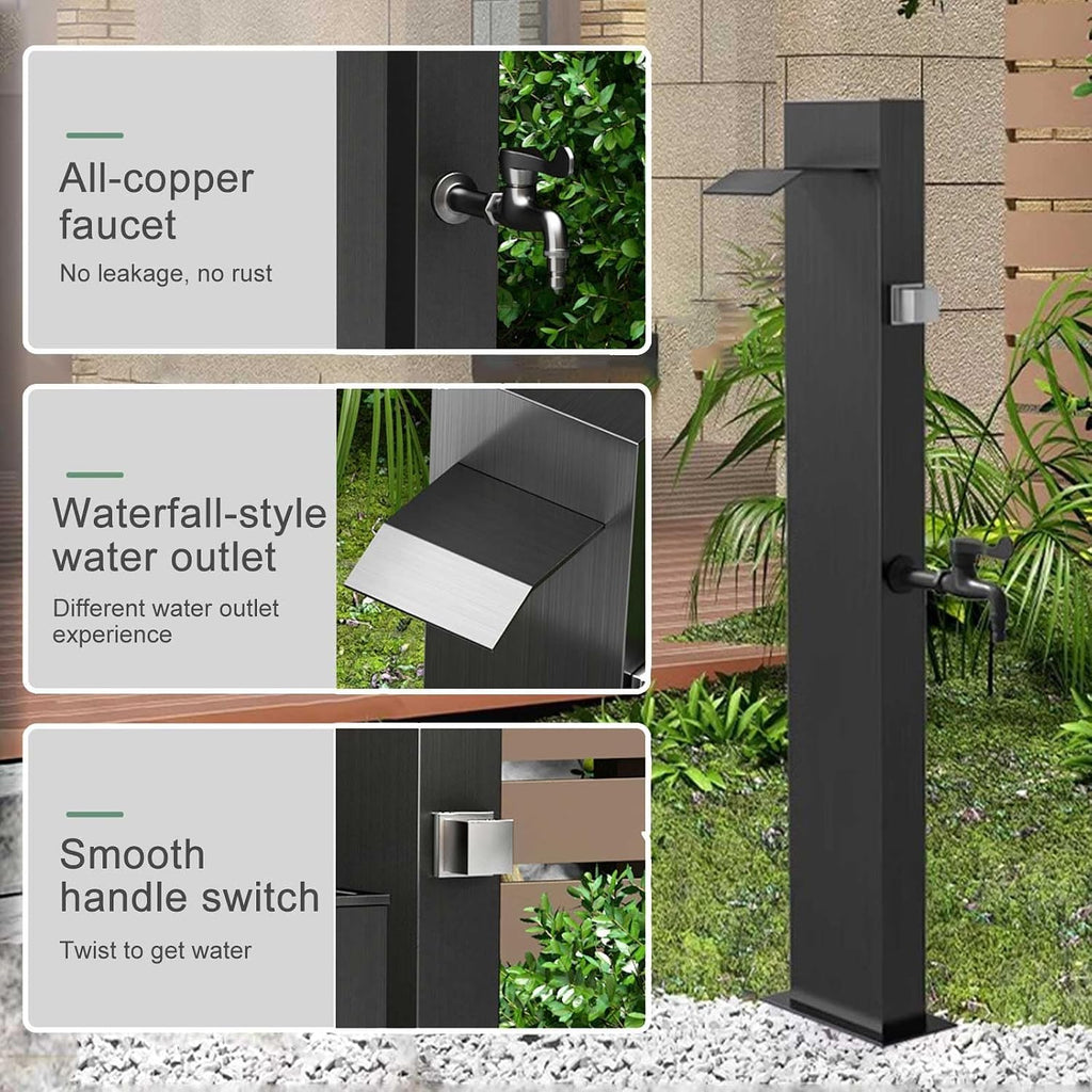 304 Stainless Steel Vertical Square Garden Water Column, Outdoor Antifreeze Faucet Water Dispenser Hydrant Water Feature Fountain Irrigation,Gold
