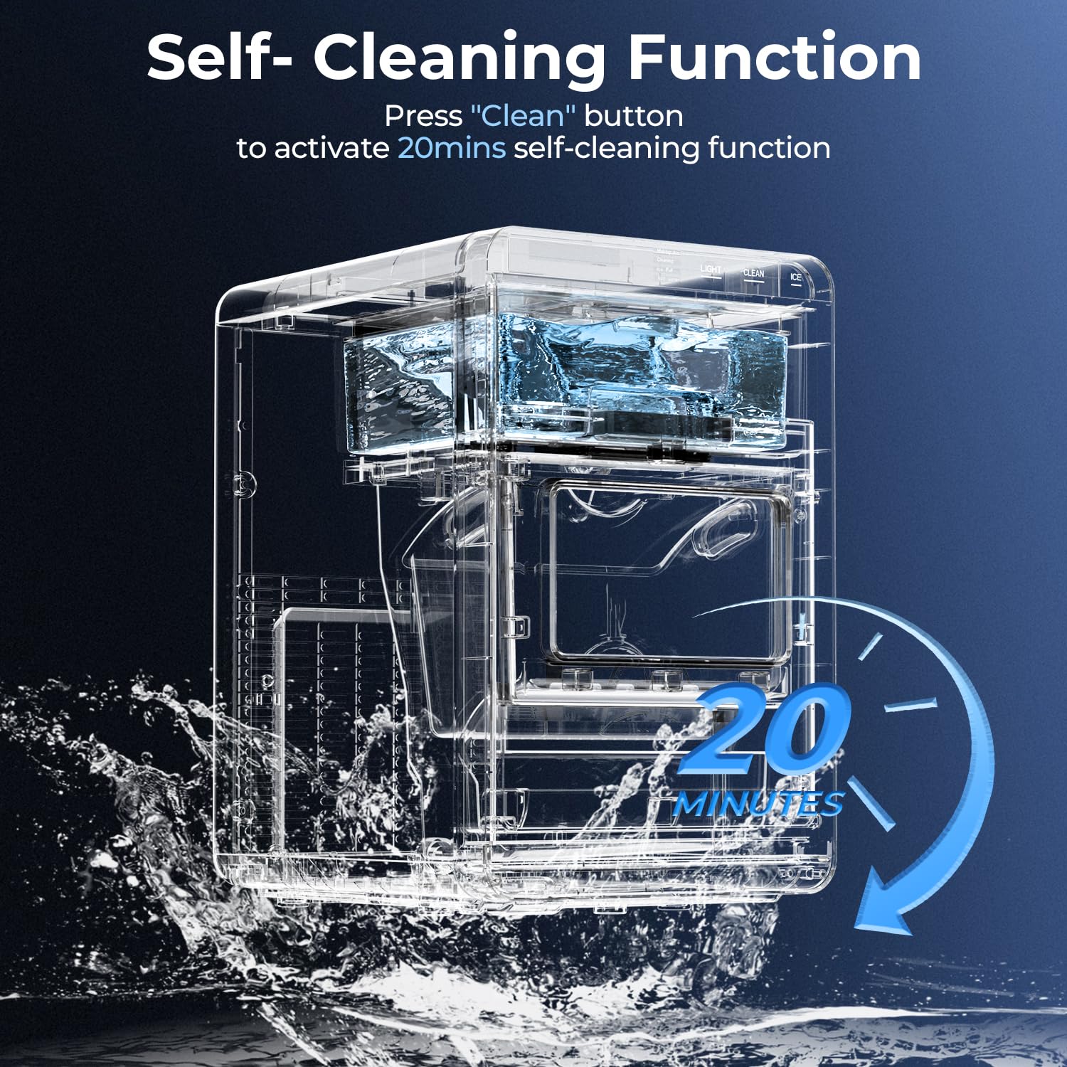 Antarctic Star Nugget Ice Maker Countertop - 44LB/Day, Self-Cleaning Portable Ice Machine with LED Display, 10-15 Minute Fast Ice Making for Home/Office/Bar