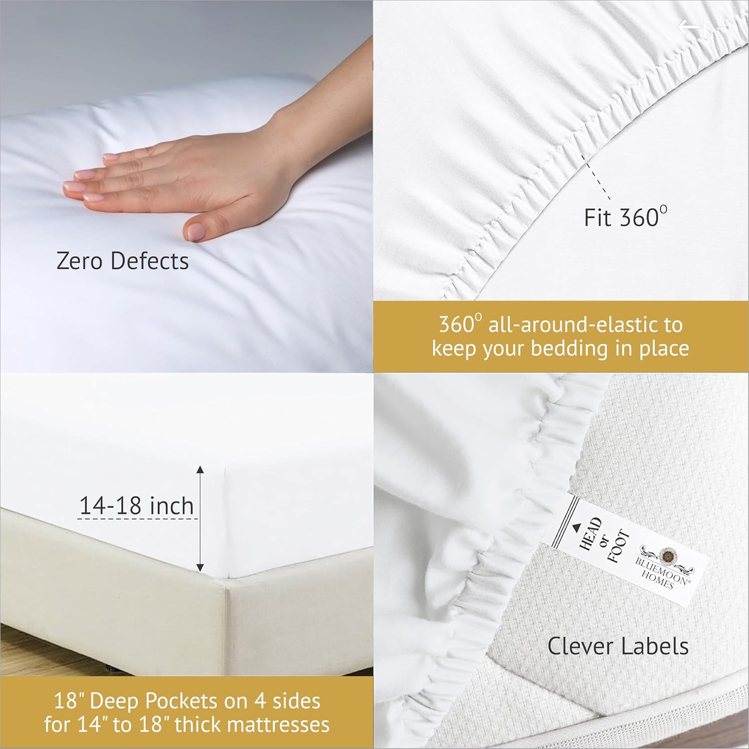 Bluemoon Homes Egyptian Cotton Sheets King Size Pack of 2-4 Piece Sheet Set All Around Elastic 18' Deep Fitted Sheet, Extra Soft Bed Sheets - Light Grey King Bedding Set
