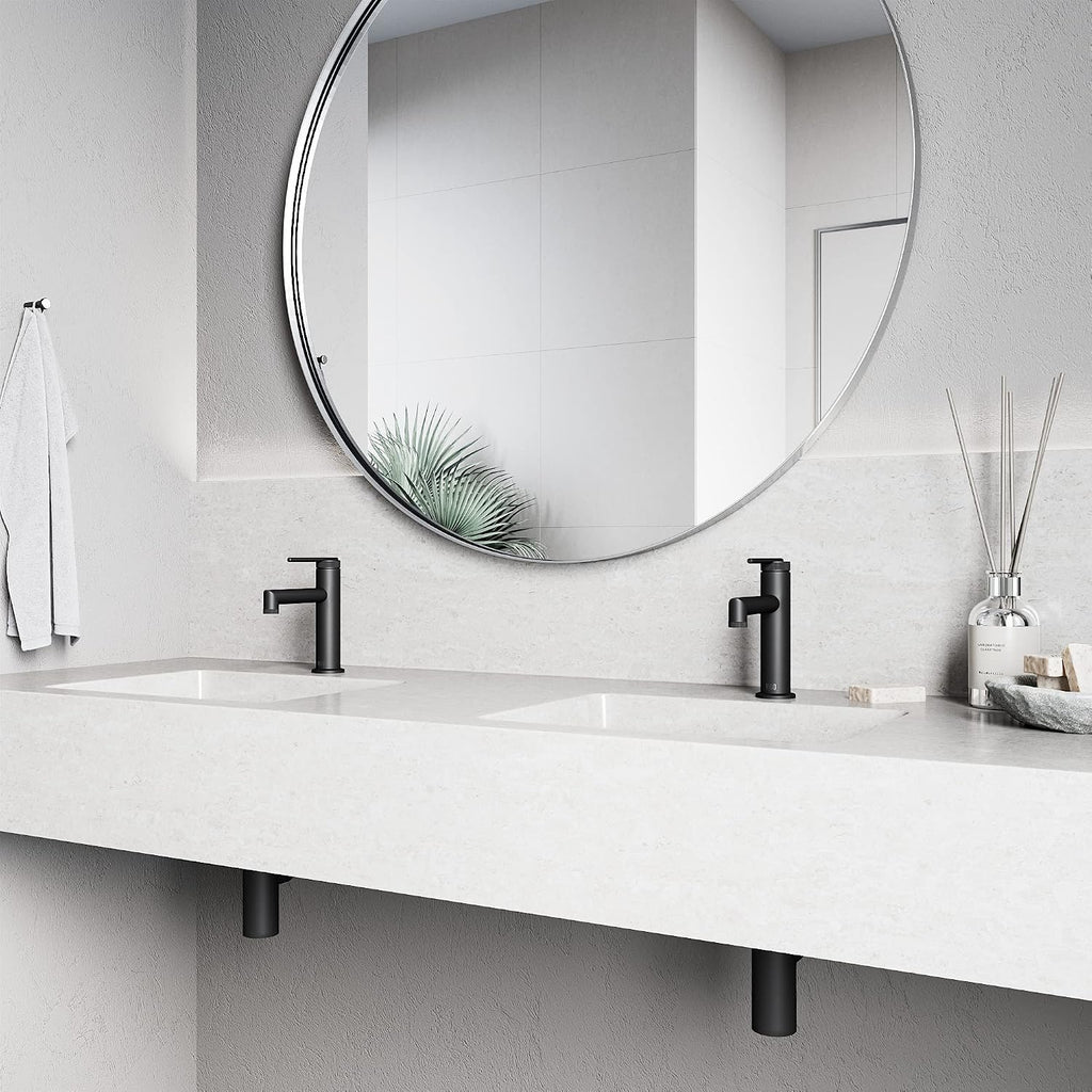 VIGO Sterling Single-Handle Single-Hole Mount Bathroom Sink Faucet, 7-Inch, Matte Black, Modern Design, Solid Brass, 1.2 GPM WaterSense & Ceramic Disc Valve, Corrosion-Resistant