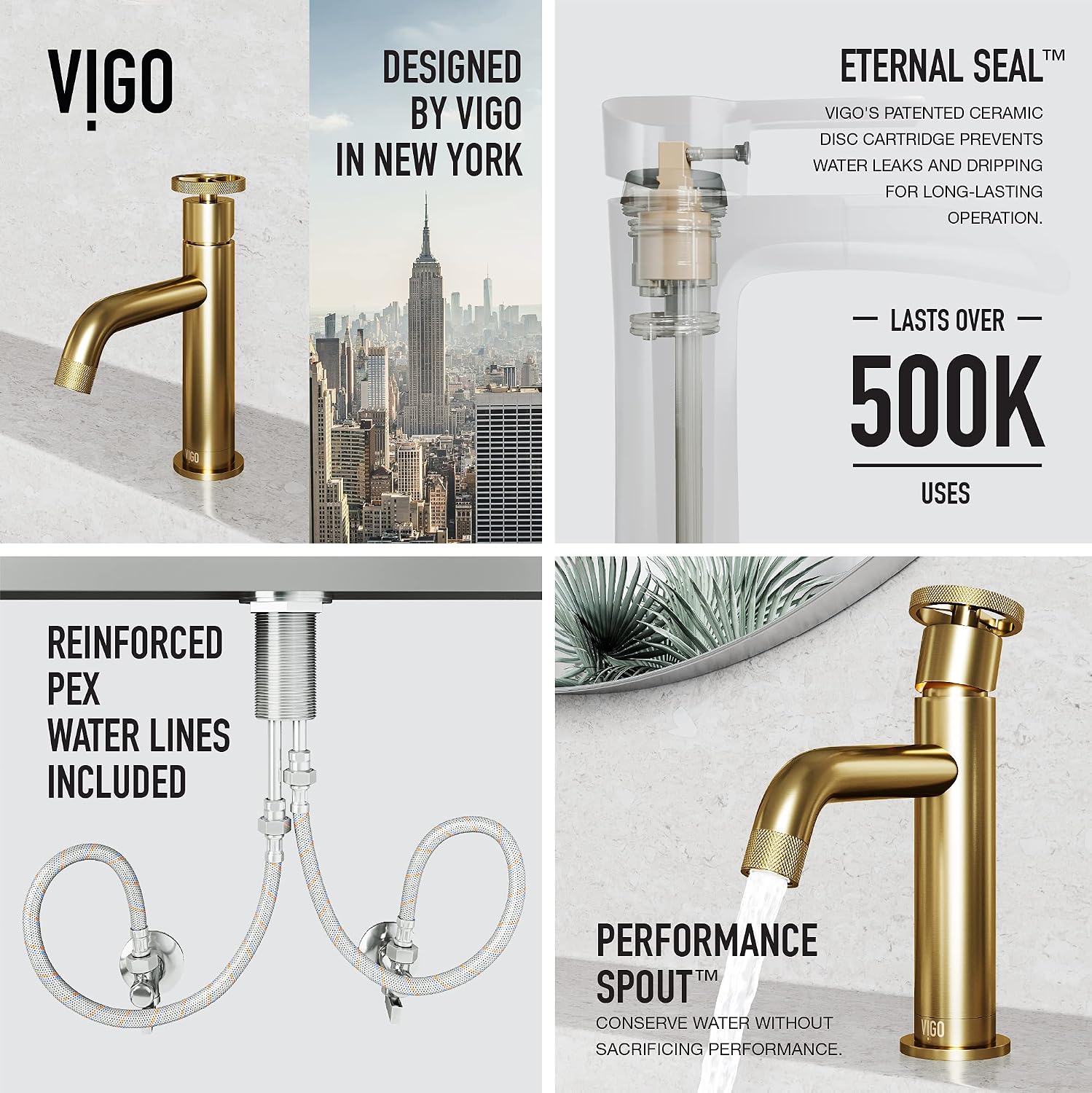 VIGO Cass 8'' H Single Handle Single-Hole Bathroom Faucet in Matte Brushed Gold-VG01046MG