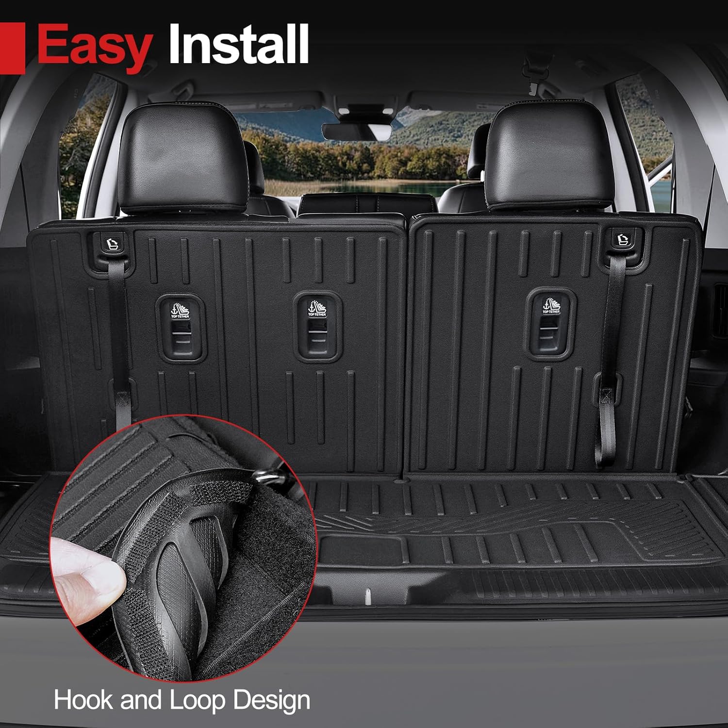 Floor Mats for Honda Pilot 2023-2025 2026, Cargo Mat with Backrest Mat All Weather TPE Cargo Liner Replacement Protection for Honda Pilot Accessories Door Sill Guards