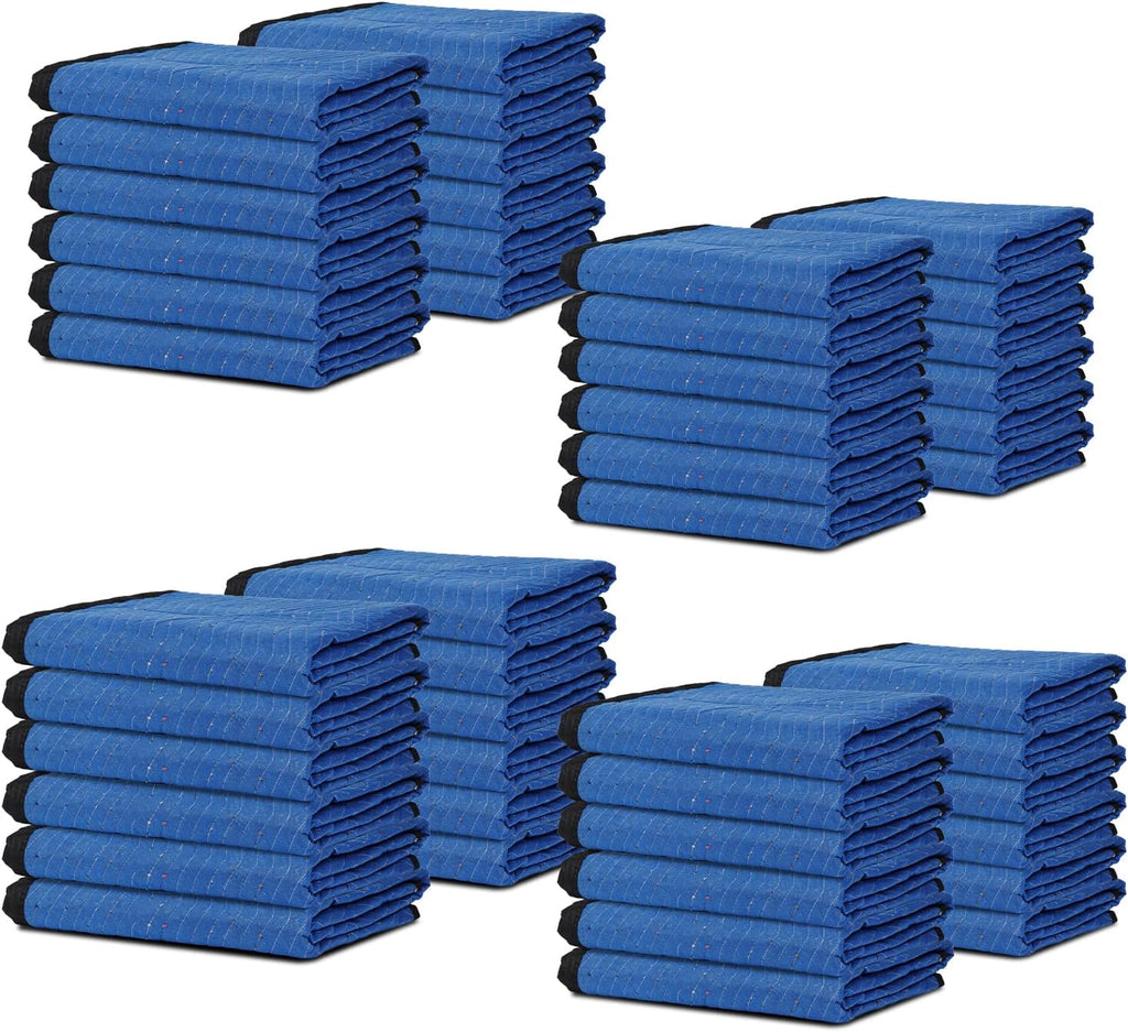 12 Moving Packing Blankets 80 x 72 Inches (35 lb/dz) Heavy Duty Moving Pads for Protecting Furniture Professional Quilted Shipping Furniture Pads （Blue 48PCS）