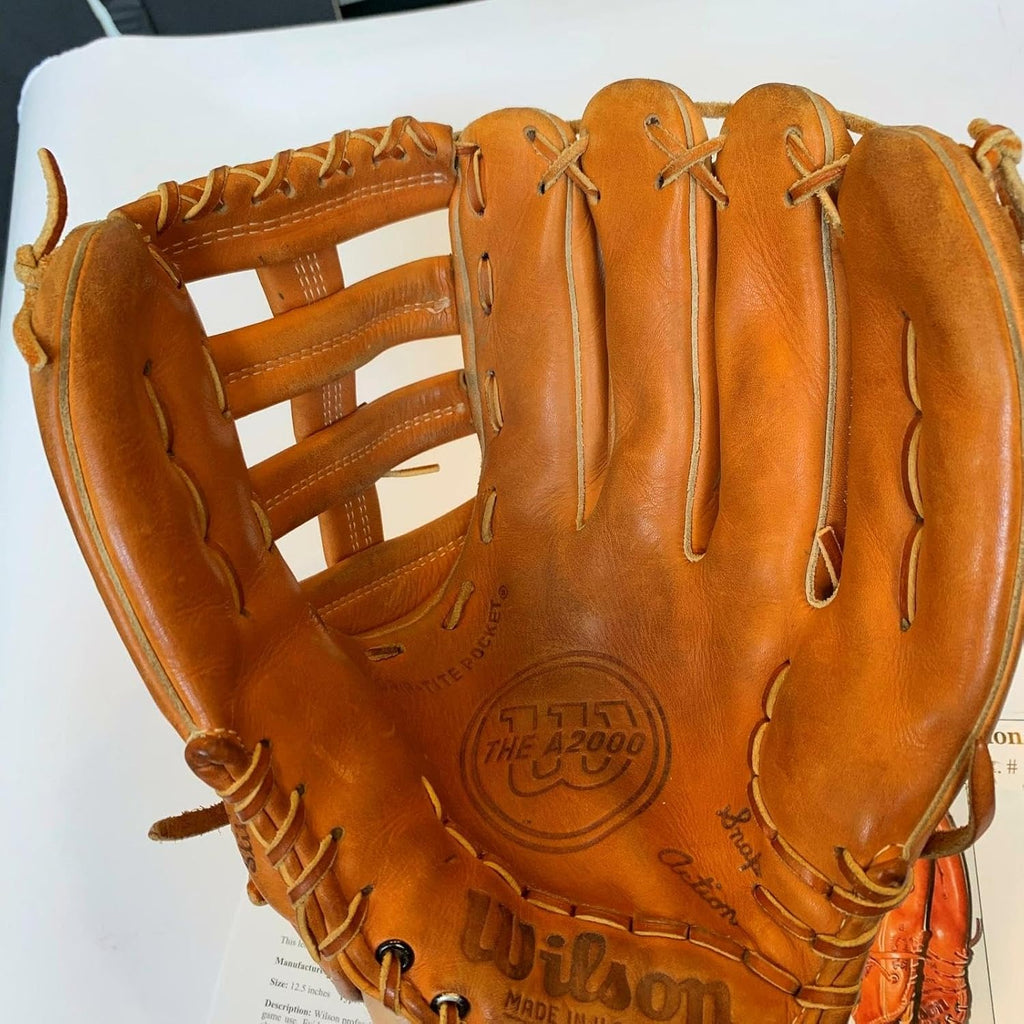Rare Len Barker 1979 Signed Game Used Baseball Glove With PSA DNA COA - Autographed MLB Gloves