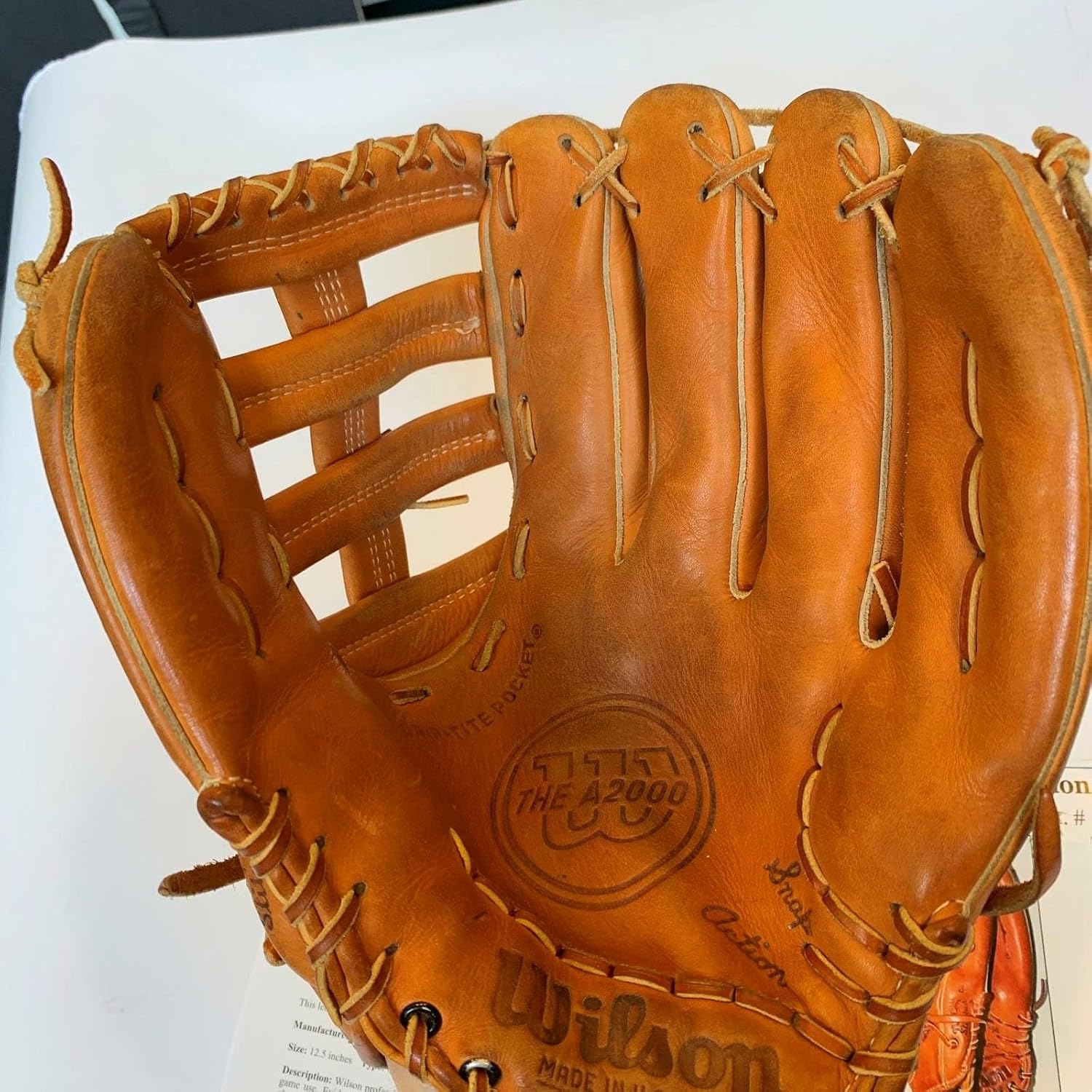 Rare Len Barker 1979 Signed Game Used Baseball Glove With PSA DNA COA - Autographed MLB Gloves