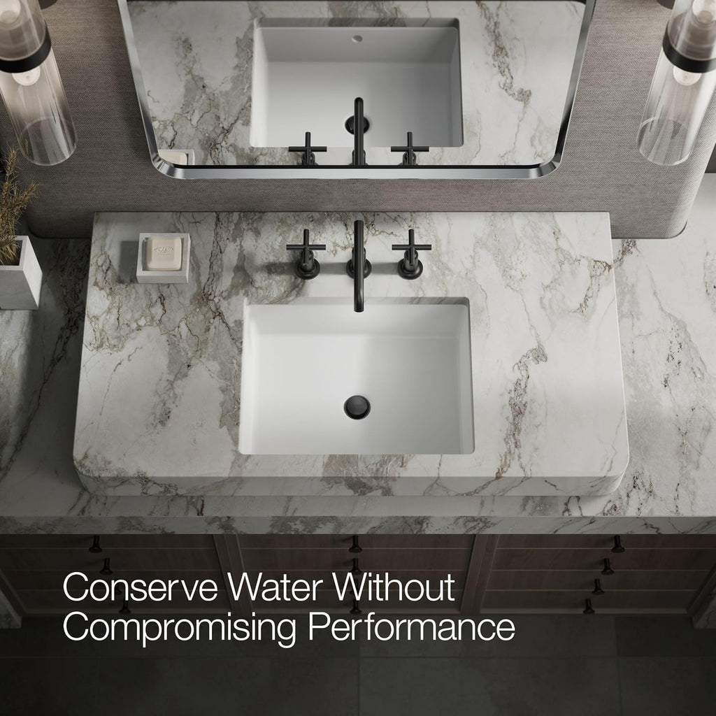 KOHLER K-14410-3-BL Purist® Widespread Bathroom Sink Faucet, 3-Hole Bathroom Faucets with Low Cross Handles and Low Spout, 1.2 GPM, Matte Black