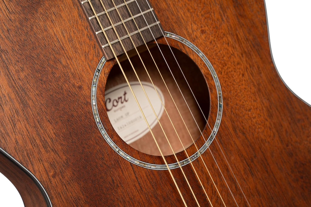 Cort L60MOP Luce 60 Mahogany OM Solid Top Acoustic Guitar, Open Pore