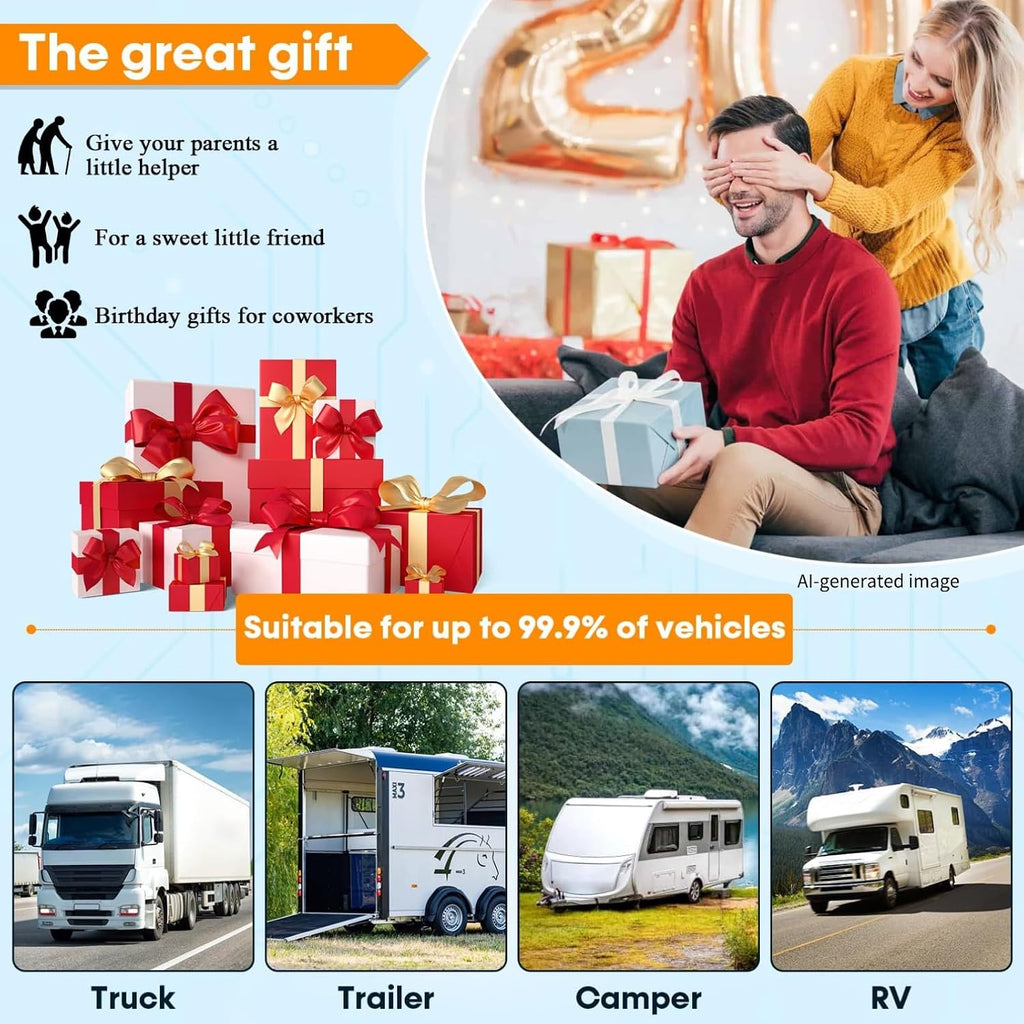 1080P HD Wireless Backup Camera: 1-Min Magnetic Easy Install No Wiring 7' Anti-Glare Monitor with Clear Night Vision - 24H Long Life Solar Scratch-Proof Rear View Camera for Truck Trailer SUV Small RV