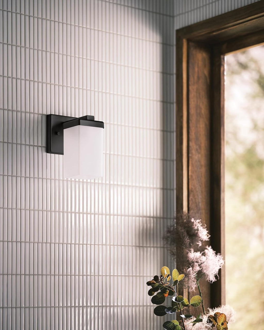Moen 90 Degree Matte Black 1-Light Dual-Mount Bath Bathroom Vanity Light Fixture with Frosted Glass, YB8861BL